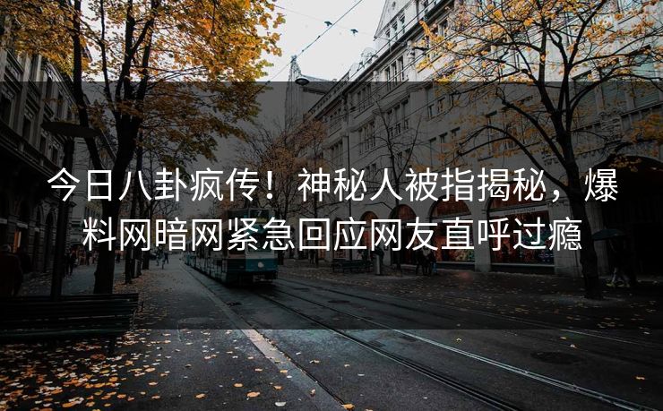 今日八卦疯传!神秘人被指揭秘,爆料网暗网紧急回应网友直呼过瘾
