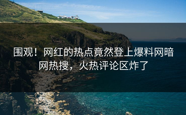 围观！网红的热点竟然登上爆料网暗网热搜，火热评论区炸了