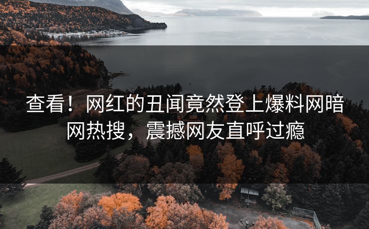 查看!网红的丑闻竟然登上爆料网暗网热搜,震撼网友直呼过瘾