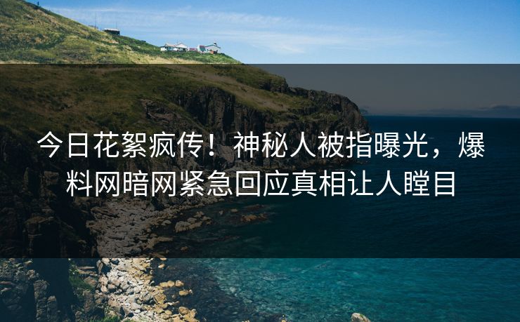 今日花絮疯传！神秘人被指曝光，爆料网暗网紧急回应真相让人瞠目