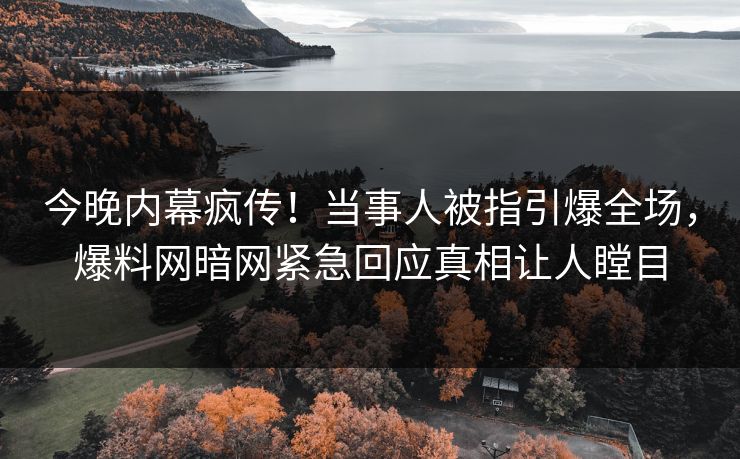 今晚内幕疯传！当事人被指引爆全场，爆料网暗网紧急回应真相让人瞠目