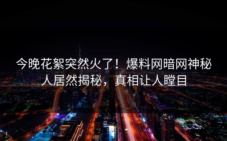 今晚花絮突然火了！爆料网暗网神秘人居然揭秘，真相让人瞠目
