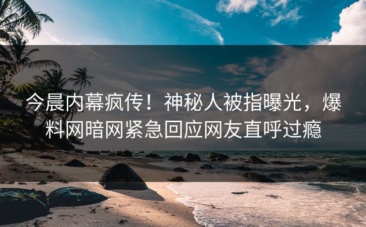 今晨内幕疯传！神秘人被指曝光，爆料网暗网紧急回应网友直呼过瘾