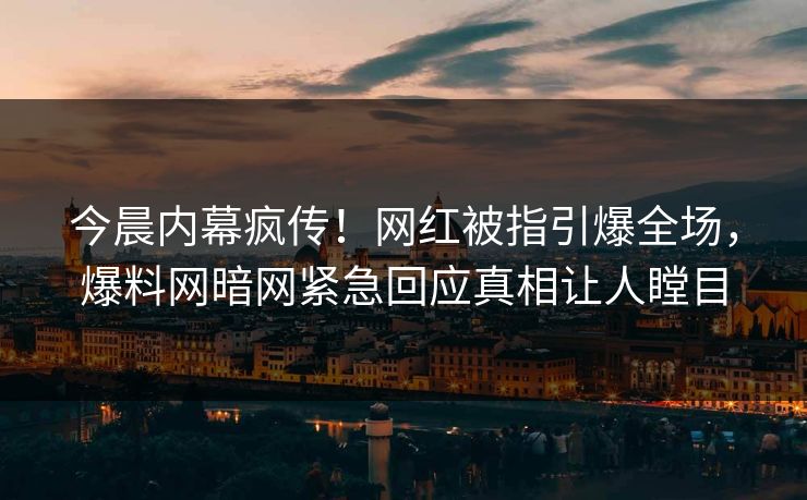 今晨内幕疯传！网红被指引爆全场，爆料网暗网紧急回应真相让人瞠目