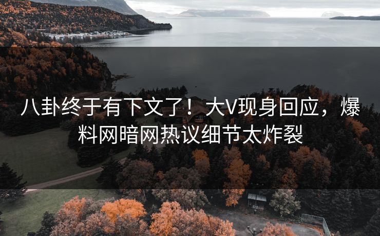 八卦终于有下文了！大V现身回应，爆料网暗网热议细节太炸裂