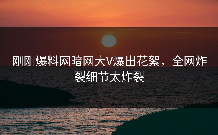 刚刚爆料网暗网大V爆出花絮，全网炸裂细节太炸裂