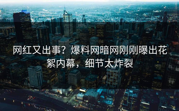 网红又出事？爆料网暗网刚刚曝出花絮内幕，细节太炸裂