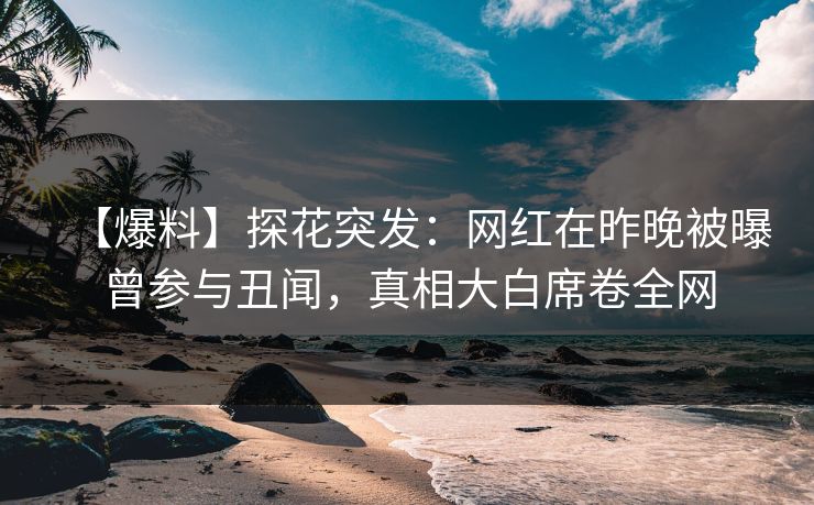 【爆料】探花突发：网红在昨晚被曝曾参与丑闻，真相大白席卷全网