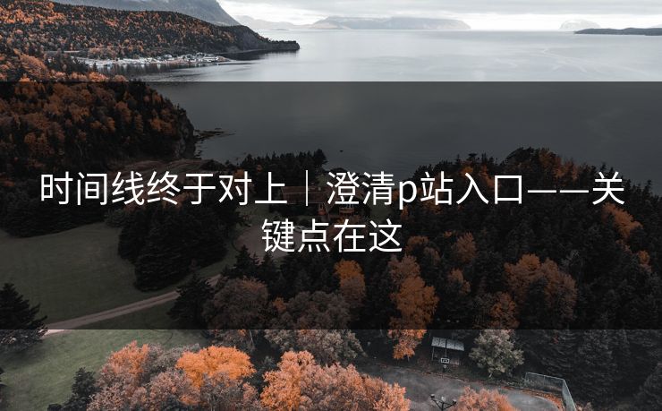 时间线终于对上｜澄清p站入口——关键点在这